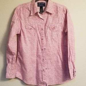Pink Wrangler long sleeve pearl snap shirt